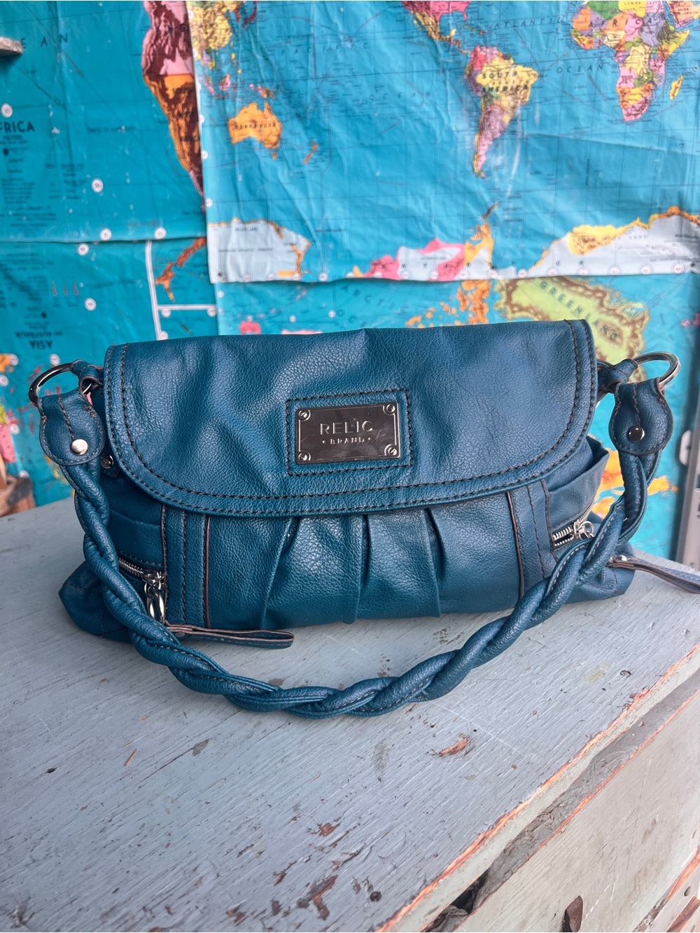 Relic Teal Braided-Handle Shoulder Bag